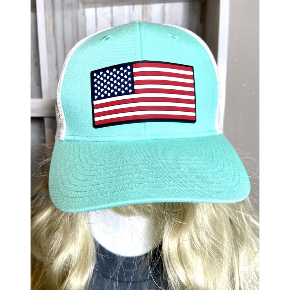 Port Authority Low-Profile Snapback Cap Bright Seafoam Ecru American Flag